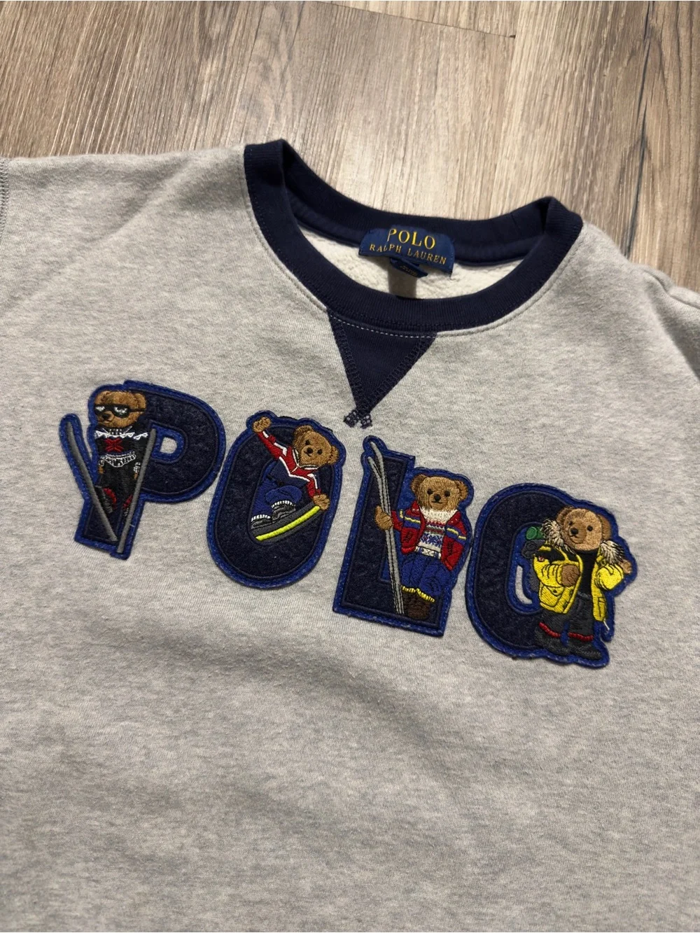 Rare Polo Ralph Lauren Ski Bears Block Letterman Kids Sweatshirt • Size L